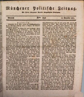 Münchener politische Zeitung (Süddeutsche Presse) Mittwoch 12. Dezember 1821