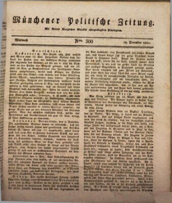 Münchener politische Zeitung (Süddeutsche Presse) Mittwoch 19. Dezember 1821