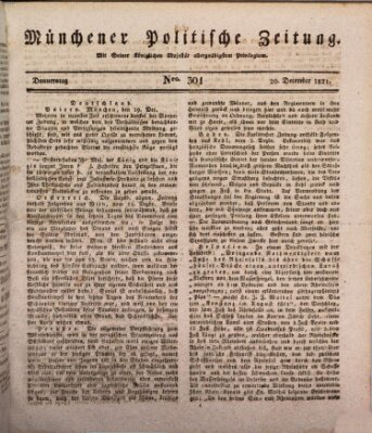 Münchener politische Zeitung (Süddeutsche Presse) Donnerstag 20. Dezember 1821