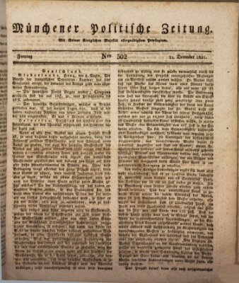 Münchener politische Zeitung (Süddeutsche Presse) Freitag 21. Dezember 1821