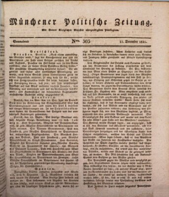 Münchener politische Zeitung (Süddeutsche Presse) Samstag 22. Dezember 1821