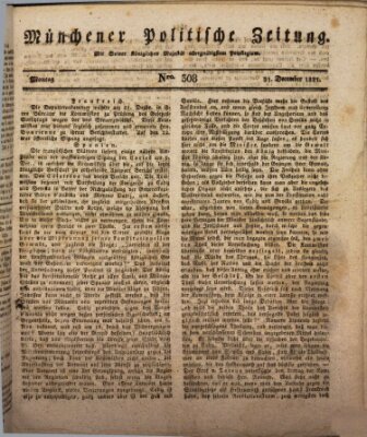 Münchener politische Zeitung (Süddeutsche Presse) Montag 31. Dezember 1821