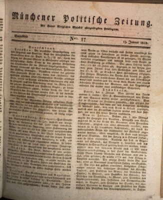 Münchener politische Zeitung (Süddeutsche Presse) Samstag 19. Januar 1822