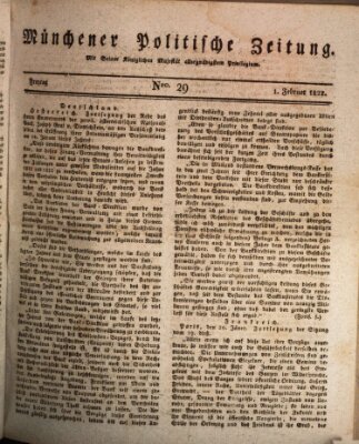 Münchener politische Zeitung (Süddeutsche Presse) Freitag 1. Februar 1822