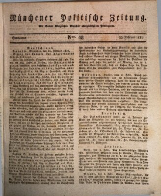 Münchener politische Zeitung (Süddeutsche Presse) Samstag 23. Februar 1822