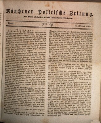 Münchener politische Zeitung (Süddeutsche Presse) Montag 25. Februar 1822