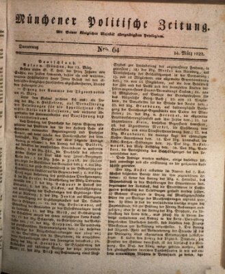 Münchener politische Zeitung (Süddeutsche Presse) Donnerstag 14. März 1822