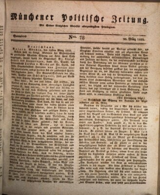 Münchener politische Zeitung (Süddeutsche Presse) Samstag 30. März 1822