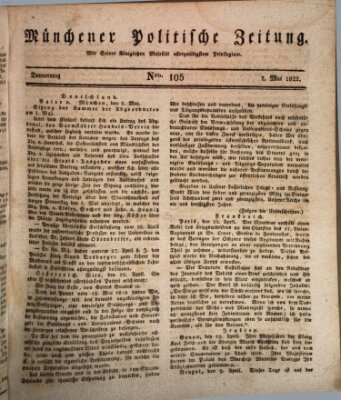 Münchener politische Zeitung (Süddeutsche Presse) Donnerstag 2. Mai 1822