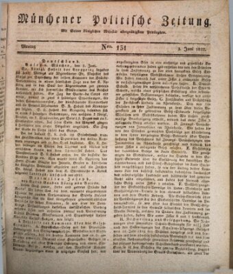 Münchener politische Zeitung (Süddeutsche Presse) Montag 3. Juni 1822