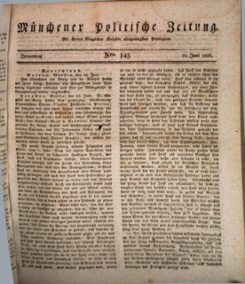 Münchener politische Zeitung (Süddeutsche Presse) Donnerstag 20. Juni 1822