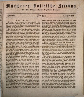 Münchener politische Zeitung (Süddeutsche Presse) Donnerstag 8. August 1822