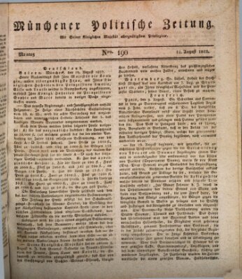 Münchener politische Zeitung (Süddeutsche Presse) Montag 12. August 1822