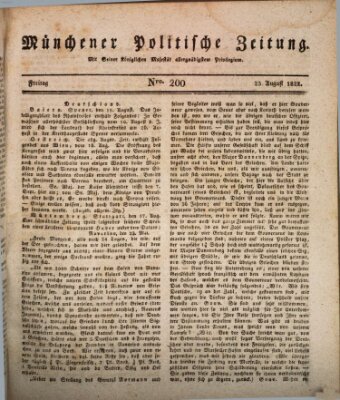 Münchener politische Zeitung (Süddeutsche Presse) Freitag 23. August 1822