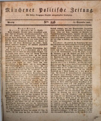 Münchener politische Zeitung (Süddeutsche Presse) Montag 23. September 1822
