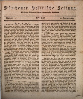 Münchener politische Zeitung (Süddeutsche Presse) Mittwoch 25. September 1822