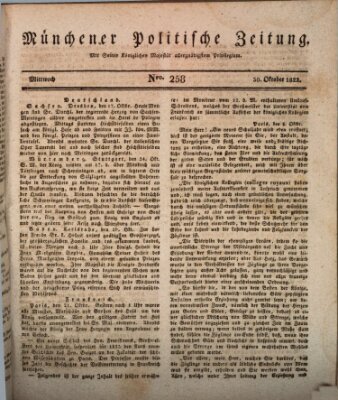 Münchener politische Zeitung (Süddeutsche Presse) Mittwoch 30. Oktober 1822
