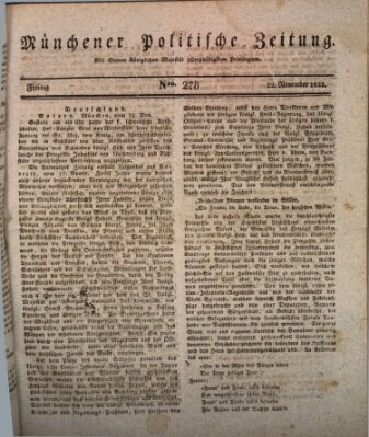 Münchener politische Zeitung (Süddeutsche Presse) Freitag 22. November 1822