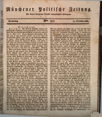 Münchener politische Zeitung (Süddeutsche Presse) Donnerstag 19. Dezember 1822