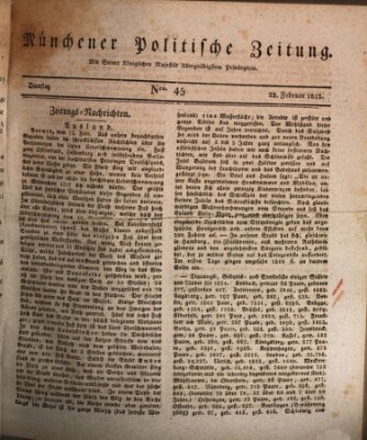 Münchener politische Zeitung (Süddeutsche Presse) Dienstag 22. Februar 1825