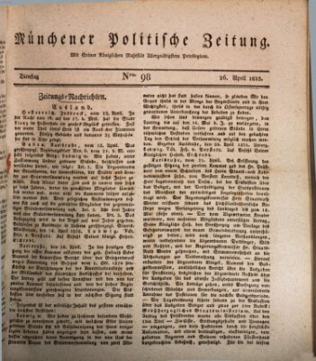 Münchener politische Zeitung (Süddeutsche Presse) Dienstag 26. April 1825
