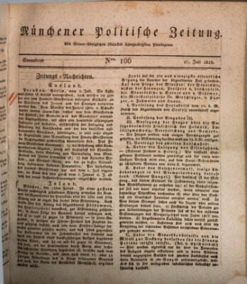 Münchener politische Zeitung (Süddeutsche Presse) Samstag 16. Juli 1825