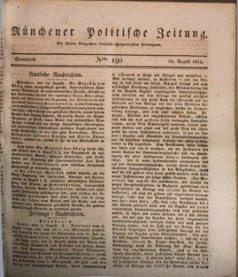 Münchener politische Zeitung (Süddeutsche Presse) Samstag 13. August 1825