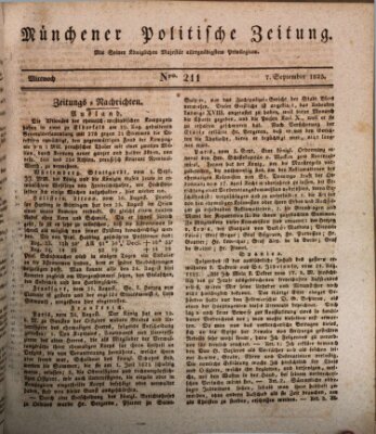 Münchener politische Zeitung (Süddeutsche Presse) Mittwoch 7. September 1825