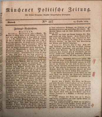 Münchener politische Zeitung (Süddeutsche Presse) Mittwoch 14. September 1825