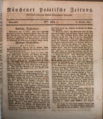 Münchener politische Zeitung (Süddeutsche Presse) Donnerstag 22. September 1825