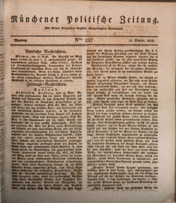 Münchener politische Zeitung (Süddeutsche Presse) Montag 26. September 1825