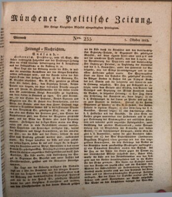 Münchener politische Zeitung (Süddeutsche Presse) Mittwoch 5. Oktober 1825