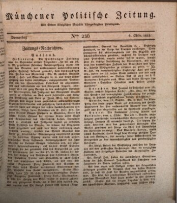 Münchener politische Zeitung (Süddeutsche Presse) Donnerstag 6. Oktober 1825
