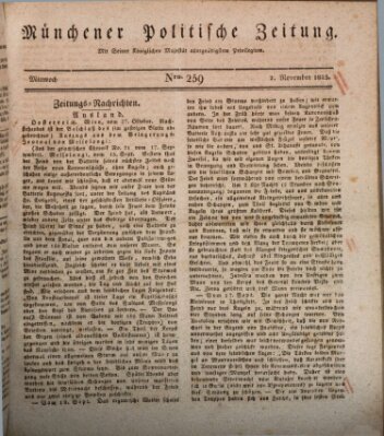 Münchener politische Zeitung (Süddeutsche Presse) Mittwoch 2. November 1825