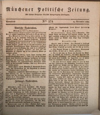 Münchener politische Zeitung (Süddeutsche Presse) Samstag 19. November 1825