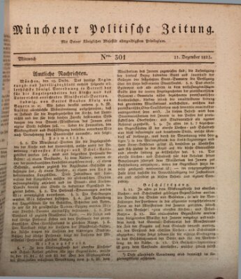 Münchener politische Zeitung (Süddeutsche Presse) Mittwoch 21. Dezember 1825