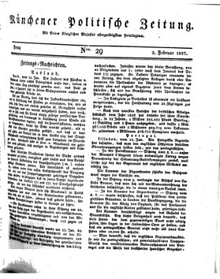 Münchener politische Zeitung (Süddeutsche Presse) Freitag 2. Februar 1827