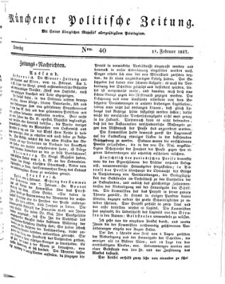 Münchener politische Zeitung (Süddeutsche Presse) Donnerstag 15. Februar 1827