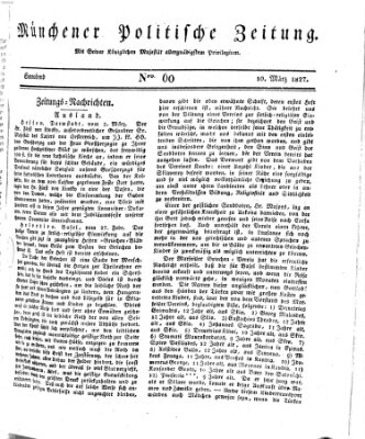 Münchener politische Zeitung (Süddeutsche Presse) Samstag 10. März 1827