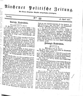 Münchener politische Zeitung (Süddeutsche Presse) Donnerstag 26. April 1827