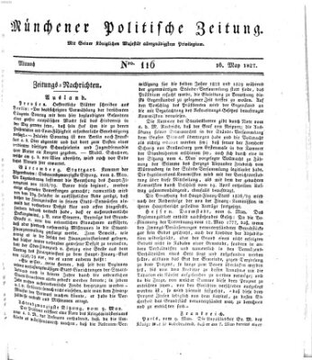 Münchener politische Zeitung (Süddeutsche Presse) Mittwoch 16. Mai 1827
