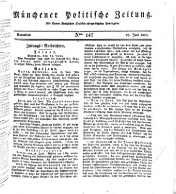 Münchener politische Zeitung (Süddeutsche Presse) Samstag 23. Juni 1827