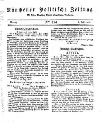 Münchener politische Zeitung (Süddeutsche Presse) Montag 2. Juli 1827