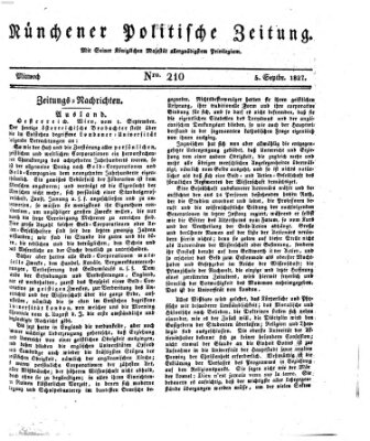 Münchener politische Zeitung (Süddeutsche Presse) Mittwoch 5. September 1827