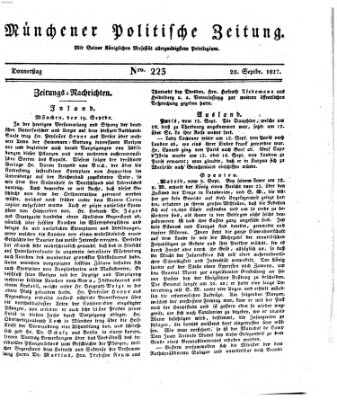 Münchener politische Zeitung (Süddeutsche Presse) Donnerstag 20. September 1827