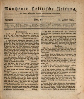 Münchener politische Zeitung (Süddeutsche Presse) Dienstag 13. Januar 1835
