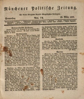 Münchener politische Zeitung (Süddeutsche Presse) Donnerstag 26. März 1835