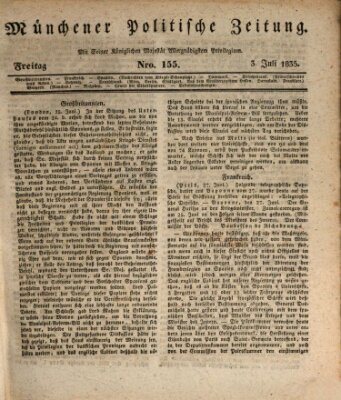 Münchener politische Zeitung (Süddeutsche Presse) Freitag 3. Juli 1835