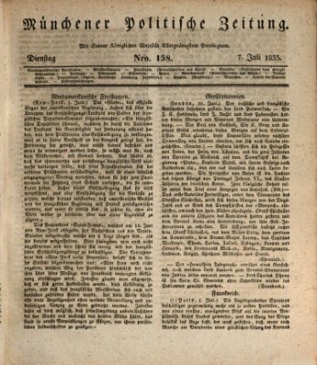 Münchener politische Zeitung (Süddeutsche Presse) Dienstag 7. Juli 1835
