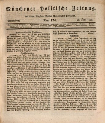 Münchener politische Zeitung (Süddeutsche Presse) Samstag 25. Juli 1835